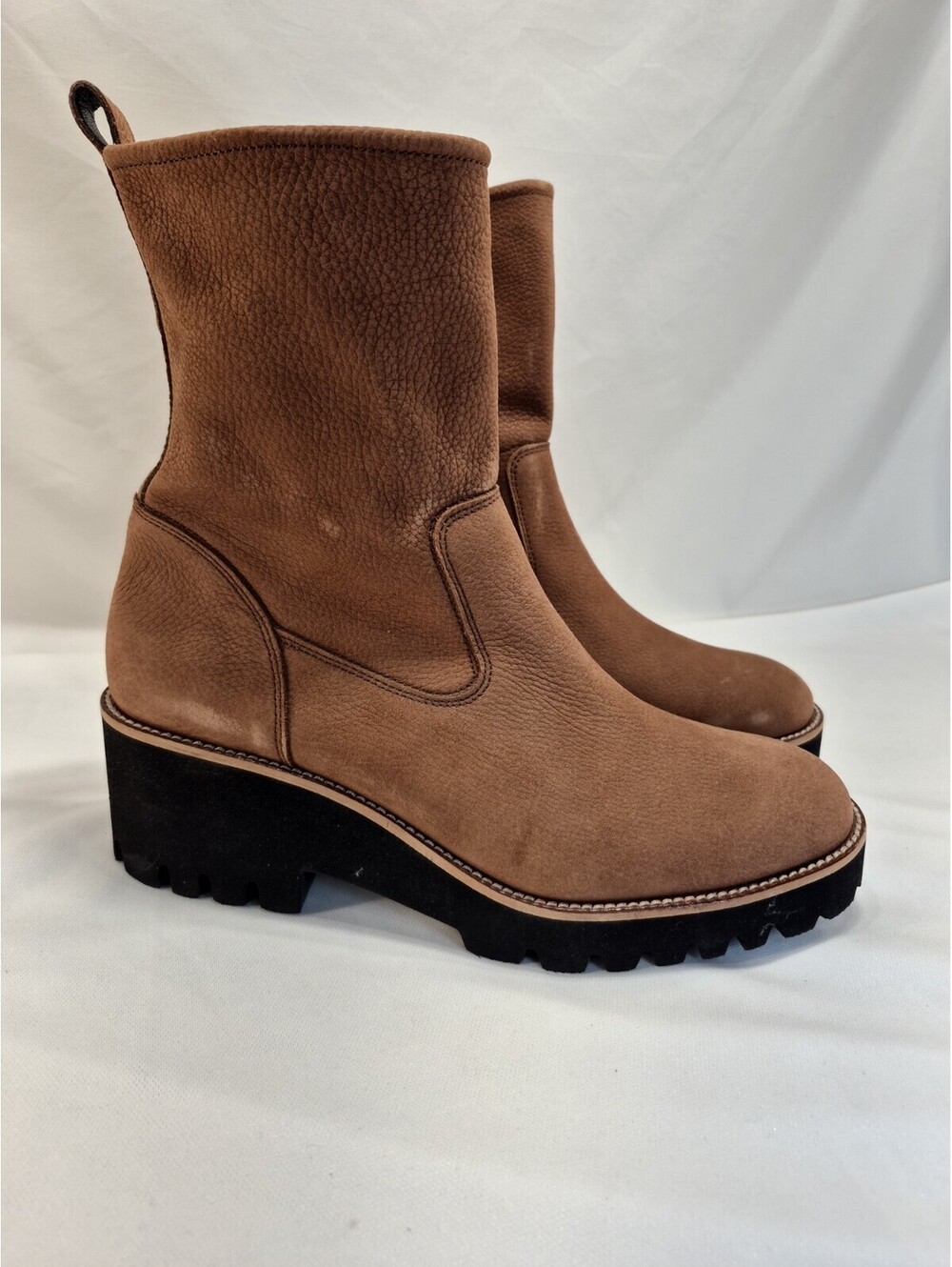 NWT $550 Paul Green Womens 9.5M NEWBURY Suede Boots Brown Platform Chunky (TC10)